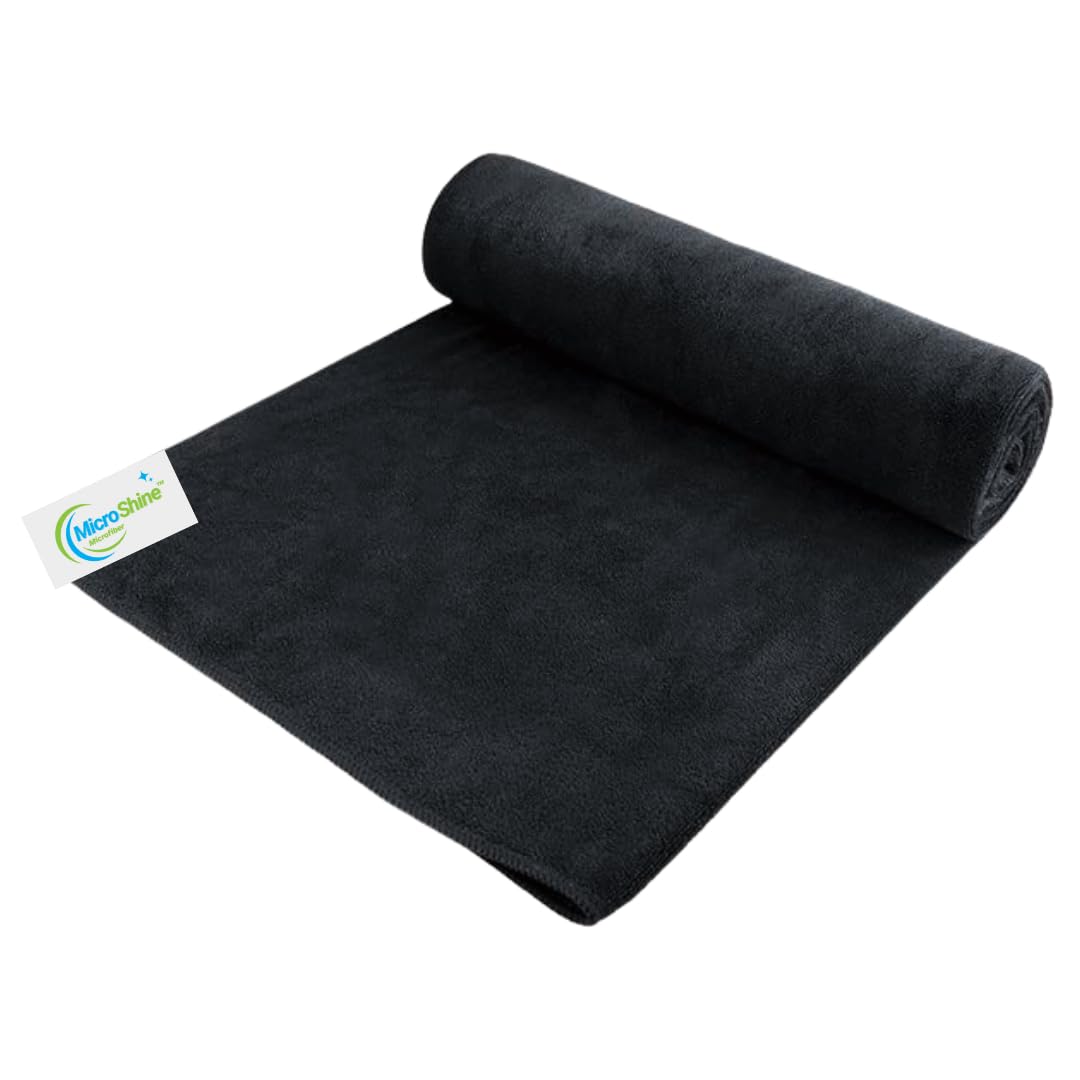 Microshine Quick-Dry Super Absorbent Microfiber Gym Towel - Black (60x40 cm, 450 GSM) for Workout, Sports, Yoga