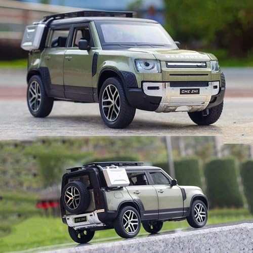 Image of WORSHIPER 1:24 Big Land Rover Defender Diecast Model Metal Pull-Back Car with Sound Light and Opening Doors: A Kids' Toy Vehicle Gift. (1:24 Defender - White)