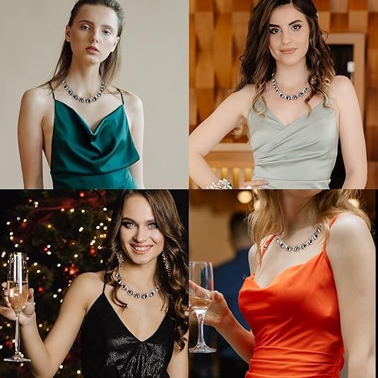 Crystal Statement Necklace Glass Crystal Collar Choker Necklace for Women Bridal Necklace Costume Jewelry Necklaces for Women - Image 5