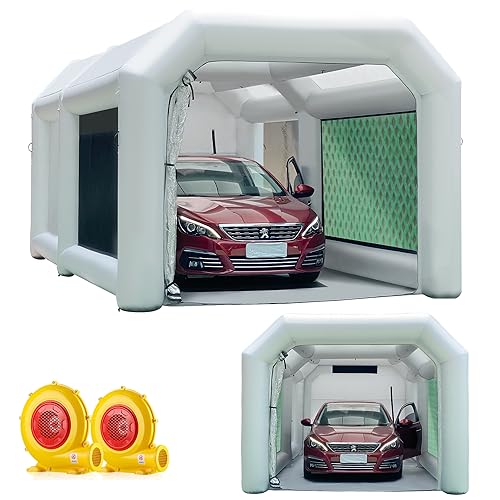 WARSUN 20x11.5x9Ft Inflatable Paint Booth with Oversized & Double Filters, More Durable Inflatable Paint Spray Booth with 750W and 480W Blowers Portable Paint Booth Tent for Auto Parts