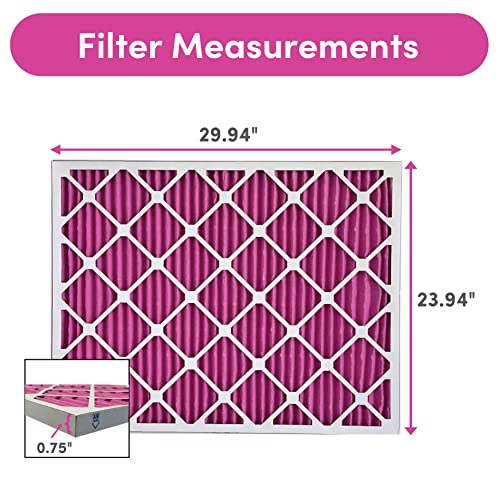 Image of 24x30x1 Air Filter by Colorfil | Color Changing Filters for Cat and Dog Odor | MERV 8 Furnace AC Filter for Pet Hair and Dust | 23.9 inchx29.9 inchx0.75 inch Exact Size | Pack of 4