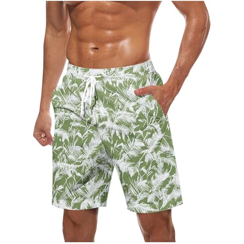 Men's Plus Size Swim Trunks 2025 Summer Troptical Print Quick Dry Board Shorts Loose Comfy Hawaiian Bathing Suit Pant