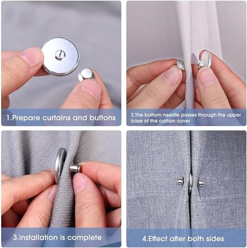 Image of Curtain Weights Magnetic Buttons, Round Curtain Magnets Closure with Back Tack, Light- Leaking Curtain Magnetic Holdback Button DIY Craft Accessory Home Decoration (10)