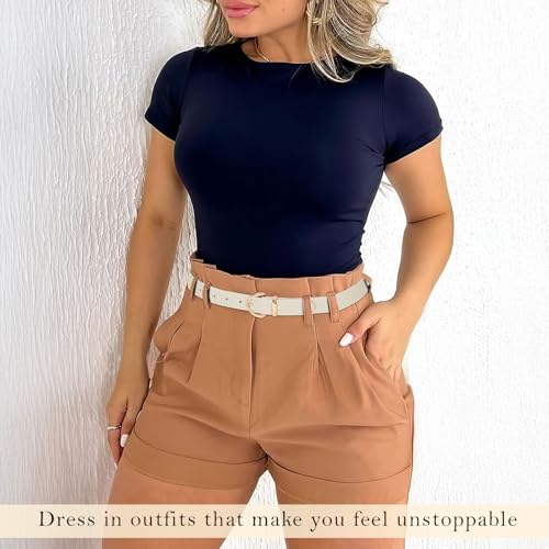 JASGOOD Women Leather Belt Fashion Ladies Waist Belt for Jeans Casual Faux Leather Belt with Gold Buckle4