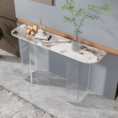 ZXDTVFGN Mesa Consola Blanca Contemporánea para Entrada, Pasillo y Recibidor - 80 CM (31, 5 Pulgadas) Mesa Auxiliar para Decoración y Organización del Salón