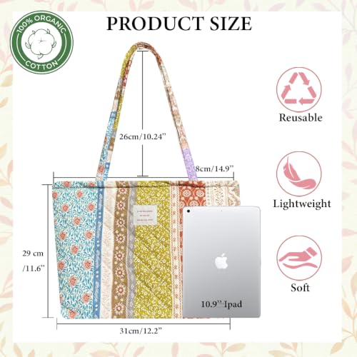 Image of Sunwel Fashion Top Zipper Floral Quilted Bag Small Tote Bag for Women