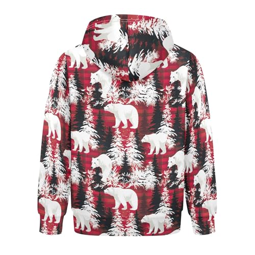 Kids Hoodies Sweaters Christmas Xmas Polar Bear Hooded Sweatshirts with Big Pockets for Boys Girls B04004582