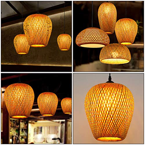 Uonlytech Rattan Basket Ceiling Pendant Light Shade Bamboo Dome Wicker Chandelier Lampshade Hanging Decorations Rustic Japanese Lamp for Home and Shop Decor - Image 4