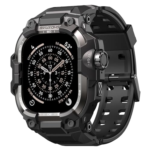 [Wowstrap] �R���p Apple Watch 45mm�p�o���h�t�����P�[�X�Afor Apple Watch Series Series 9/8/7�p,for �[�X �����Y ��̌^ TPU/TPE �~���^���[�O���[�h�̑ϏՌ��o���p�[�J�o�[�A�X�N���[