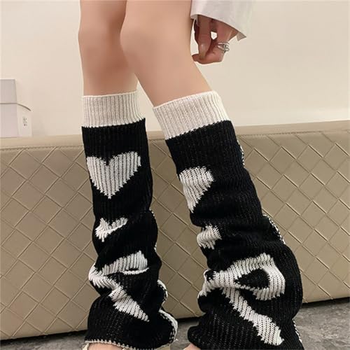 Goth Knitted Leg Warmers for Women Punk Flared Graphic Long Rave Y2k3