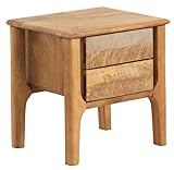 AlexandreHouse Mesita De Noche 2 Cajones Madera Maciza De Mango Gris