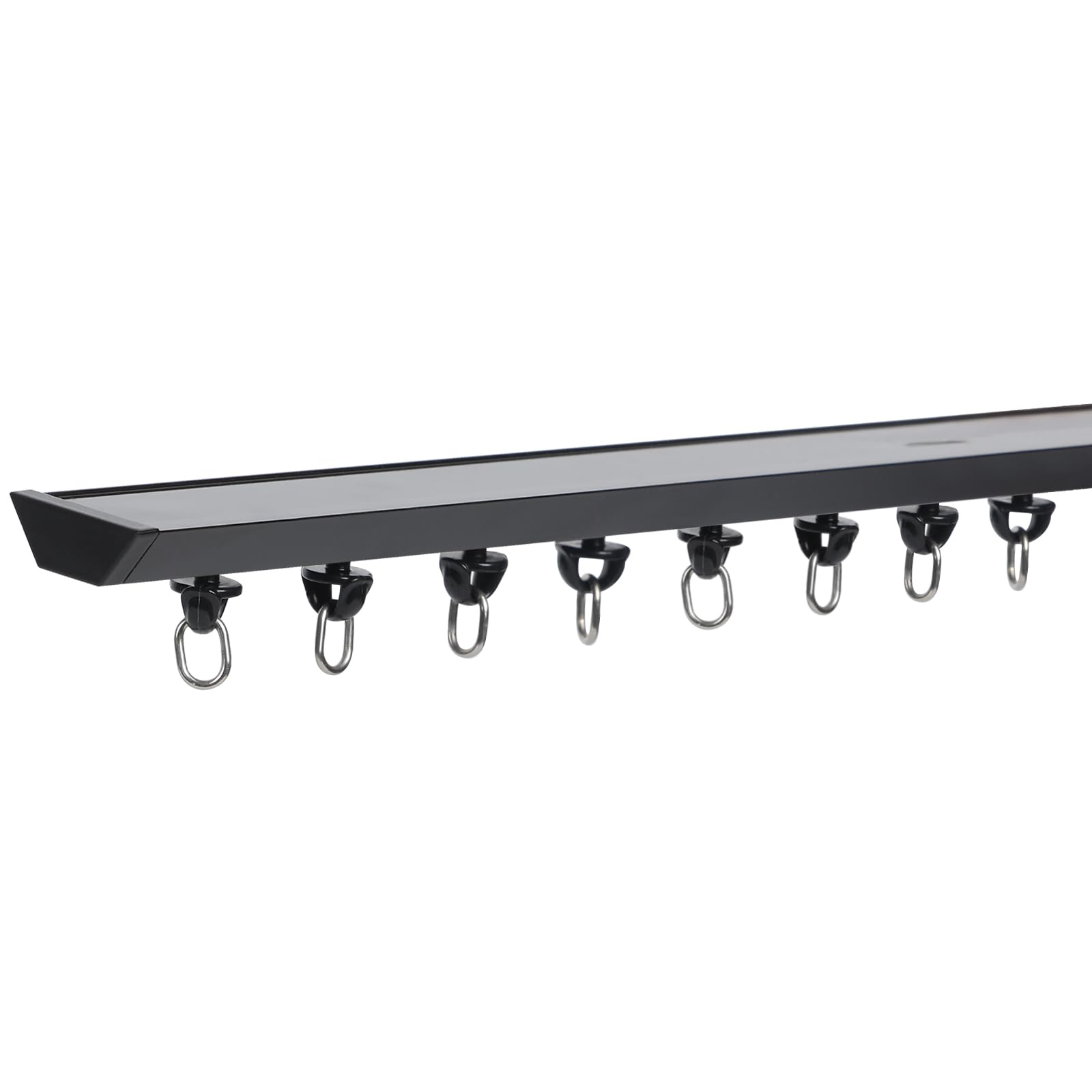Ceiling Curtain Track 3 Metres/9.84ft, Hidden Curtain Rail Aluminum Sliding Ceiling Curtains Track and Fittings for Bay Window, Room Divider, Privacy (Black)