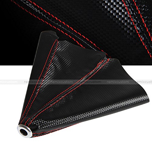 Remix Custom Universal Type R Style JDM Suede Manual Shift Boot Carbon Looks with Red Stitches