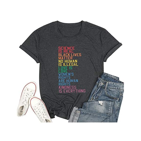 Science-is-Real-Equality-Shirt-Women-Black-Lives-Matter-LGBT-Pride-T-Shirt-Short-Sleeve-Letter-Print-Vintage-Tee-Top Science is Real Equality Shirt Women Black Lives Matter LGBT Pride T-Shirt Short Sleeve Letter Print Vintage Tee Top (M, Gray)
