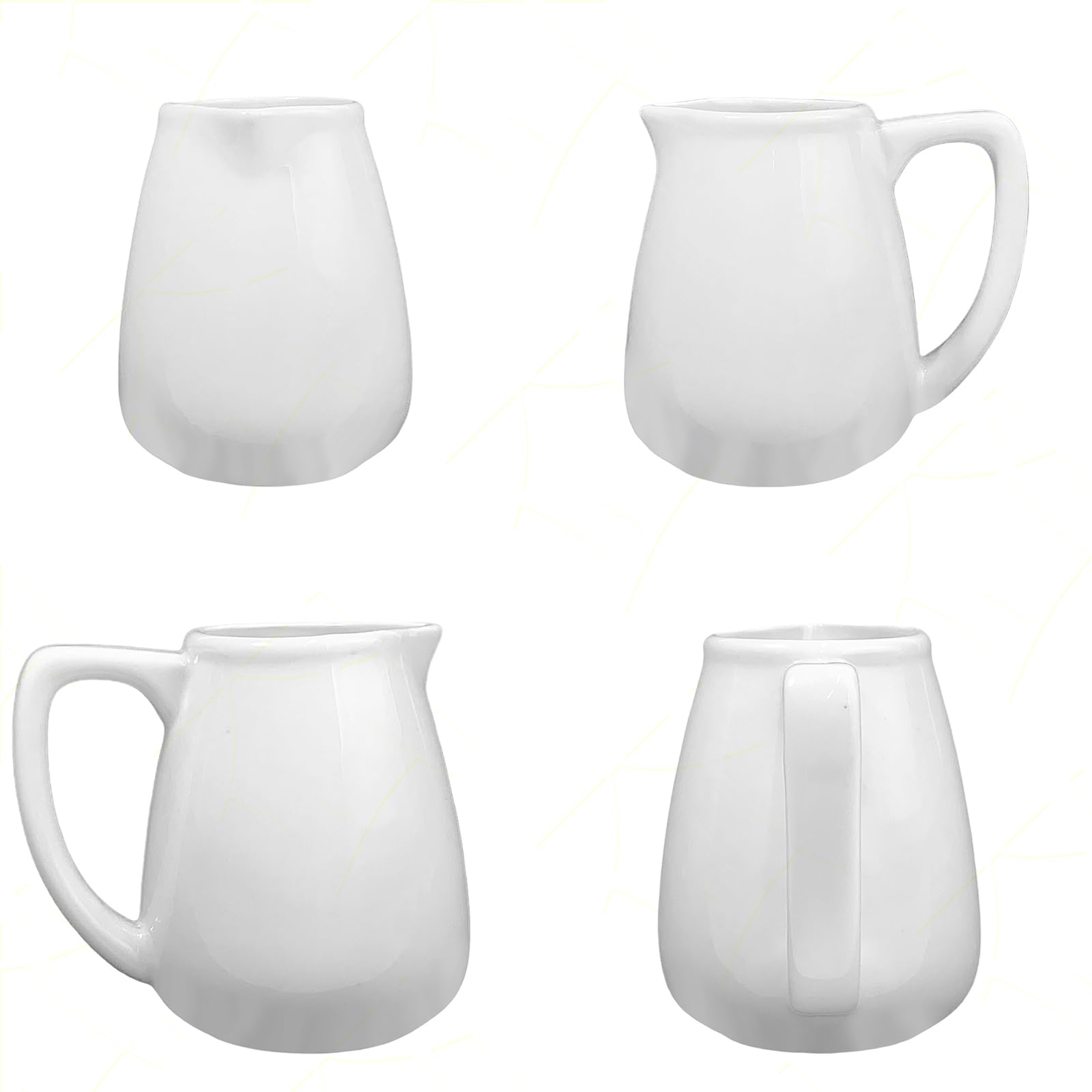 Sicignano | Set 3 Lattiere Medie in Porcellana Bianca 130 ml h.7,5 – Perfetta per Servire Latte o Condimenti – Elegante e Pratica per Uso Professionale e Domestico