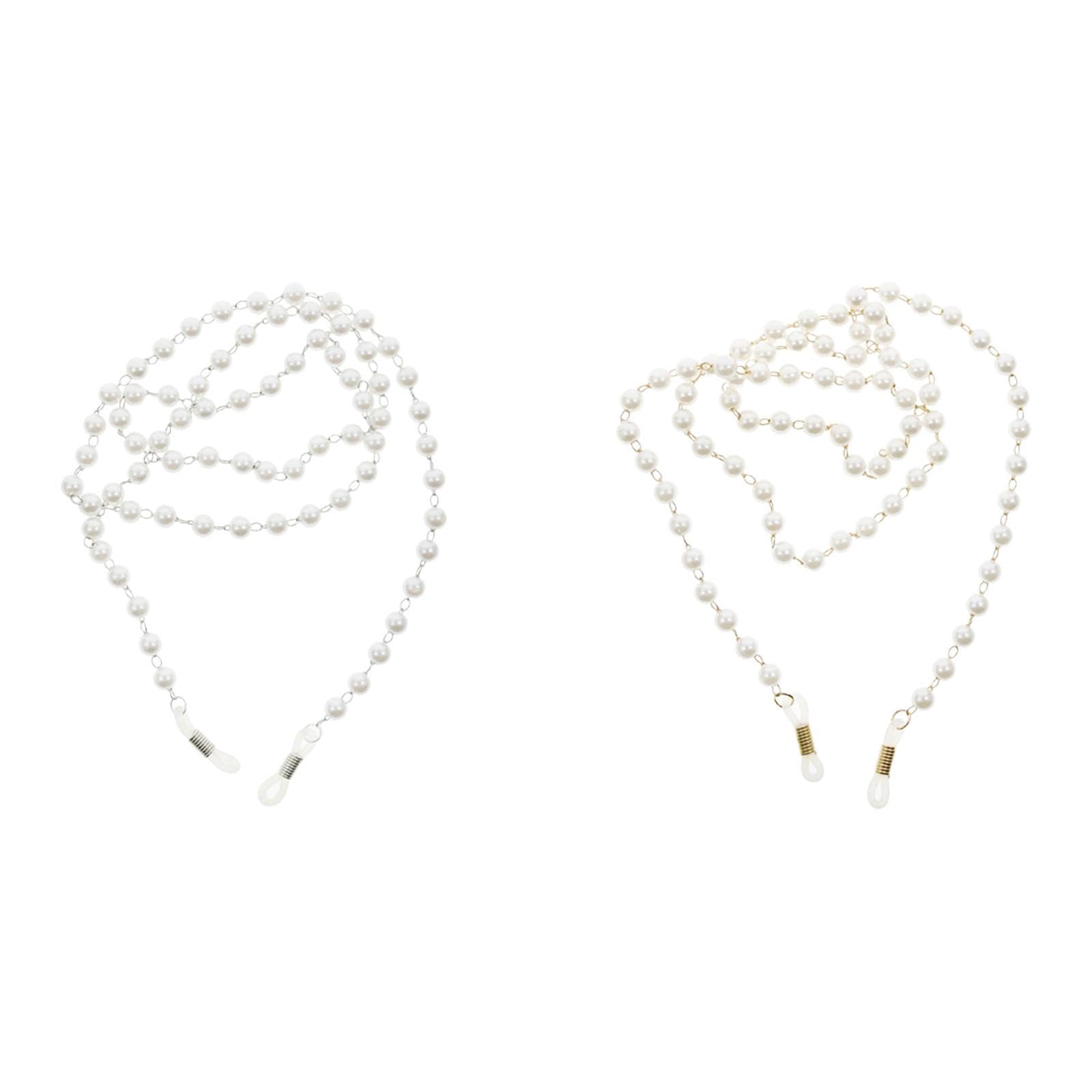 Glasses Chain Necklace Portable Eyewear Holder Beaded Eyeglass Chain White-image-24