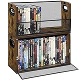 Salajory DVD Bluray Storage Rack 2-Pack with Handles, Holds 28 DVD or 32 Blu-ray Cases per Rack | Portable DVD Case Holder for Desktop, Closet, Video Games, Books & Movies
