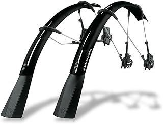 SKS GERMANY RACEBLADE PRO XL mudguard set, ideal for road bikes (super-light bike accessory with extra-long spoiler, quick-release fastening, incl. struts and fastening material), black.