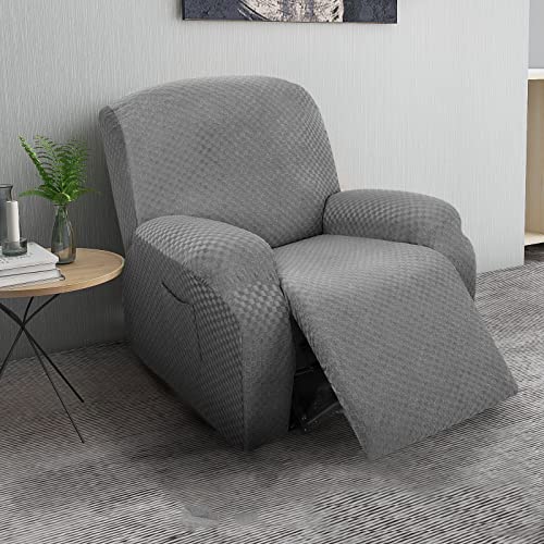 Elastique 1 2 3 Place Canapé Relax Sofa Housse, 8pièces Fauteuil Relax Housse De Canapé Les Chats Et Les Chiens Enfant Protège Canapé Housse-Gris Clair-1 Place(4pièces)