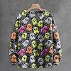 graphic halloween hoodies Halloween Jumpers for Women UK Cute Ghost Pumpkin Graphic Print Knit Sweatshirts Plus Size Long Sleeve Theme Month green v neck sweatshirt womens ladies plus size tops #1