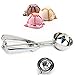 FUKTSYSM Ice Cream Scoop Set - 3 Pcs Stainless Steel Scoops, Small (1.57 Inch), Medium (1.96 Inch), Large (2.36 Inch) & Melon Scoop