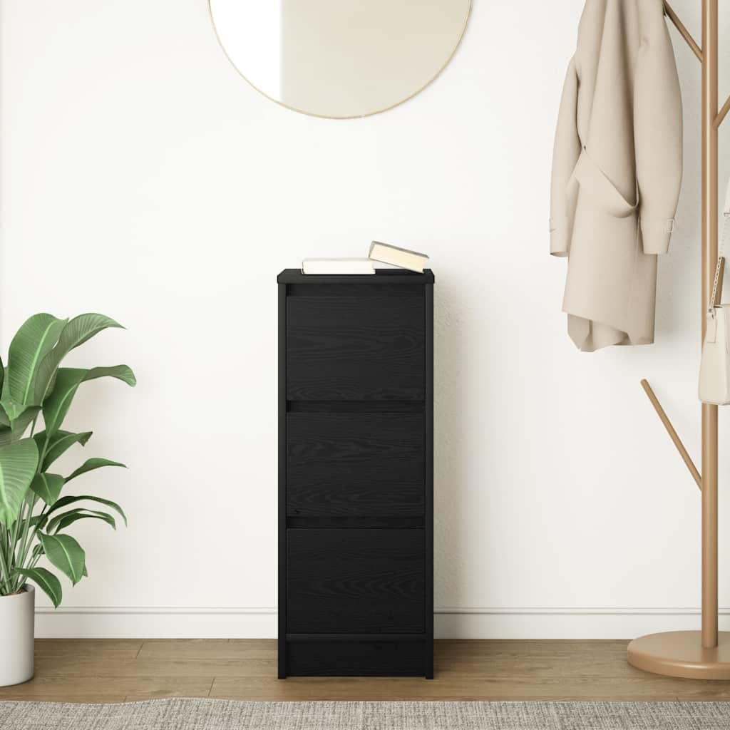 Aparador fácil de limpiar para almacenamiento de cocina y salón con placa superior fija y construcción estable en aspecto de roble negro
