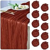 10 Pack Terracotta Cheesecloth Table Runners 35 x 120 Inches Gauze Rust Table Runner Rustic for Wedd