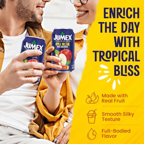 Image of Jumex Apple Juice Nectar - Made with Fresh Fruit Puree & Apple Juice Concentrate for Fruit Smoothie Mix, Cocktail Mixers & Kids Drinks & Beverages - 11.3oz, 24 Pack Canned Drinks