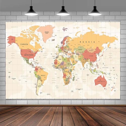 Fondo Mapa Mundial 10x8 pies para fotografía miniatura 1