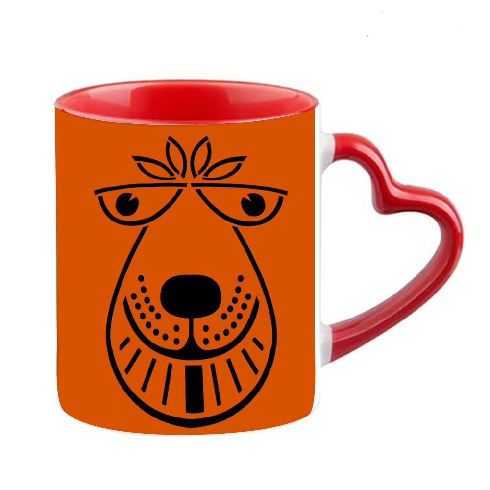 Giftme Space Hopper Retro Mug, Nostalgia Mug, 11oz Heart Handle Ceramic Mug. (Red)