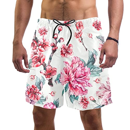 Short de plage Lurnise imprimé fleurs roses à séchage rapide