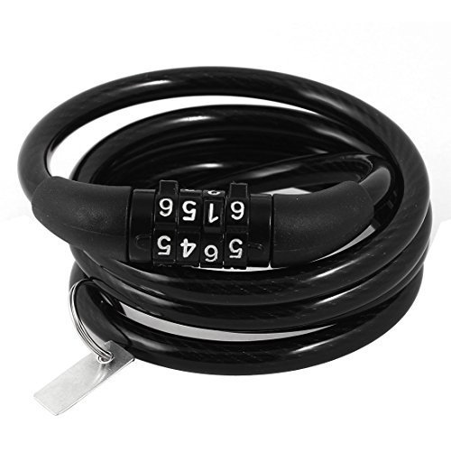 Aexit Bicycle Bike Bike Locks Safe 4 Digits 1-6 Number Black Cable Password Coded U-Locks Lock 125cm
