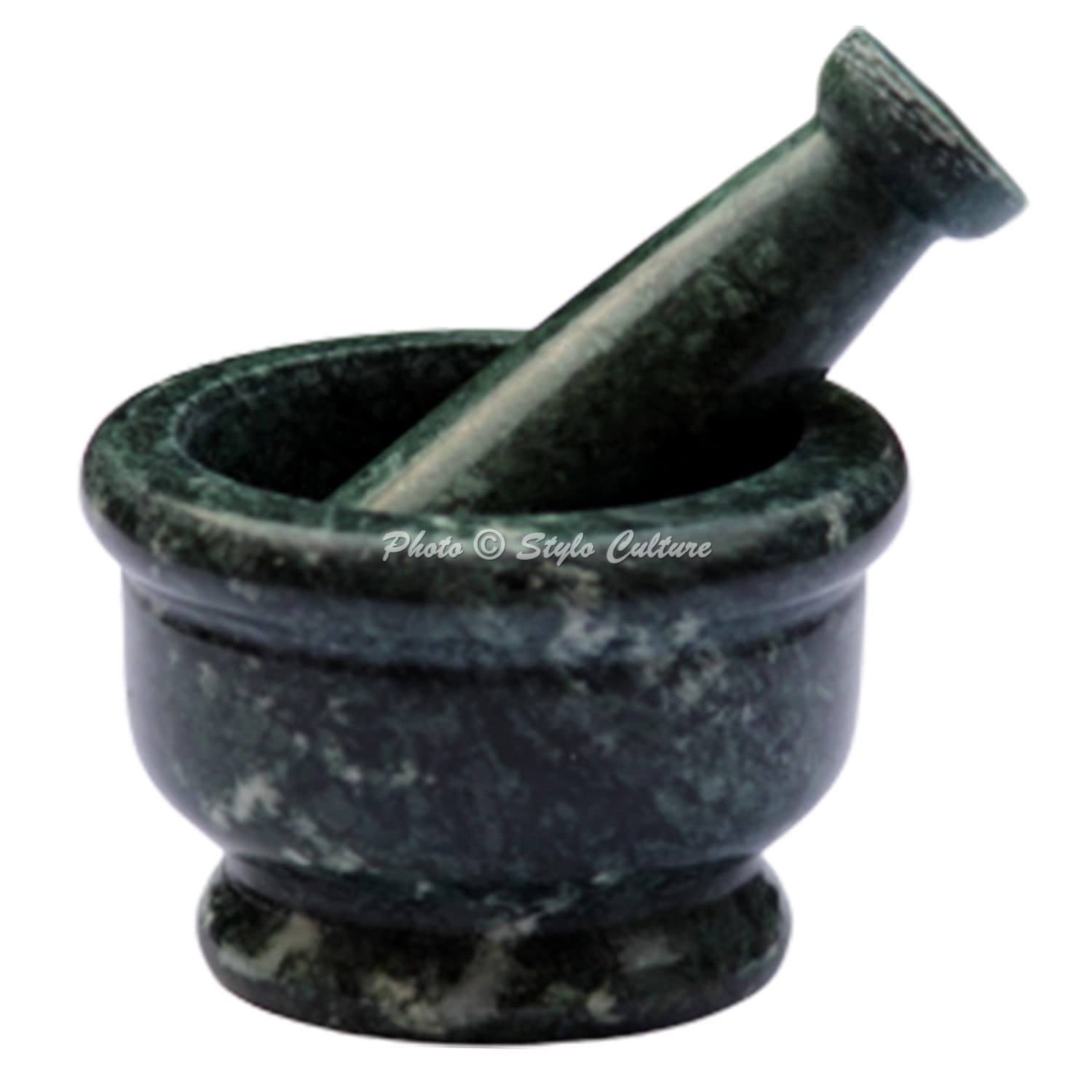 Green Marble Mortar and Pestle Set Asian 2 Cups Indian Molcajete Crusher 4 Inch Decorative Polished Ayurveda Traditional Stone Grinder