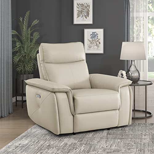 Sillón moderno reclinable piel Taupe miniatura 1