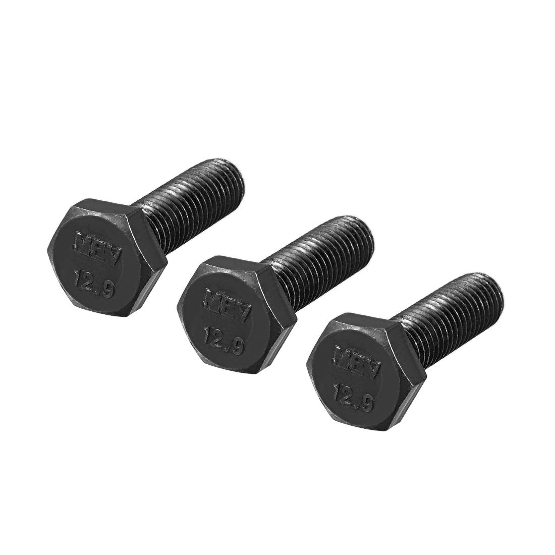 sourcing map M10x35mm vis tête Hex Vis gauche fixation acier carbone noir 3pc