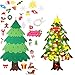 WDEC Fieltro Árbol de Navidad, Árbol de Navidad DIY con 50 Luces LED 34 Unids Adornos para Niños Puerta del Hogar Decoración de Pared, Navidad Decoración los Ornamentos Desmontables