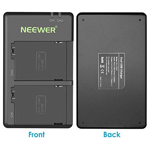 Image of Neewer LP-E8 Dual Slot Battery Charger Set 1140mAh, Compatible with Canon EOS Rebel T2i, T3i, T4i, T5i, 550D, 600D, 650D, 700D, Kiss X4, X5, X6i, X7i Cameras &More(Not for T2 T3 T4 T5)