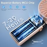 Mini wentylator ręczny, typ C, do ładowania, 4000 mAh, wentylator na baterie z cyfrowym wyświetlaczem, składany 90°, wiatr 5-biegowy, ręczny / szyja/biurko, 3 w 1, osobisty mały wentylator, wachlarz