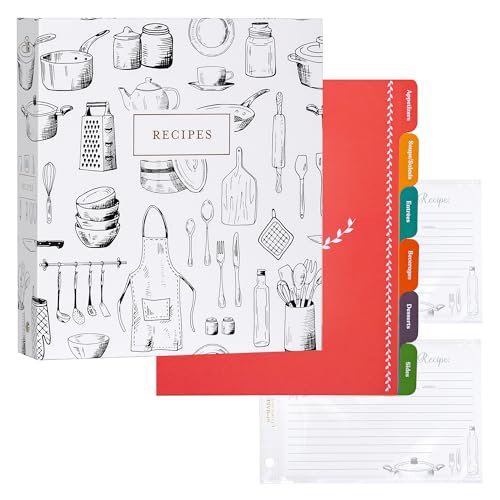 Livre de recettes Jot & Mark haute qualité avec protège-pages et illustrations Culinary Crockery