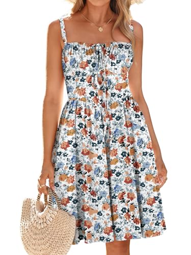 Image of YIOYOLA Womens Summer Mini Corset Casual Dresses Spaghetti Straps Lace Up Vacation Beach Sundress with Pockets 2026