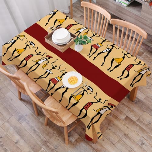 DALEXHM Nappe Rectangulaire 137x183 cm Nappe Exterieur Imperméable Anti-tâche Protection de Table pour Salle à Mangerr,Femme Africaine, amérindienne,...
