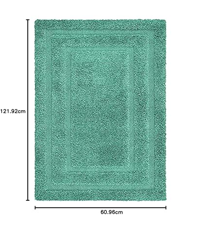Image of (Pack of 2 Rectangular Box Shaggy Carpet for Living Room, Bedroom, High Low Design Finish Microfiber 1.8 Inch Pile High, 2x4 Feet Runner Sky Blue|Sky Blue Color