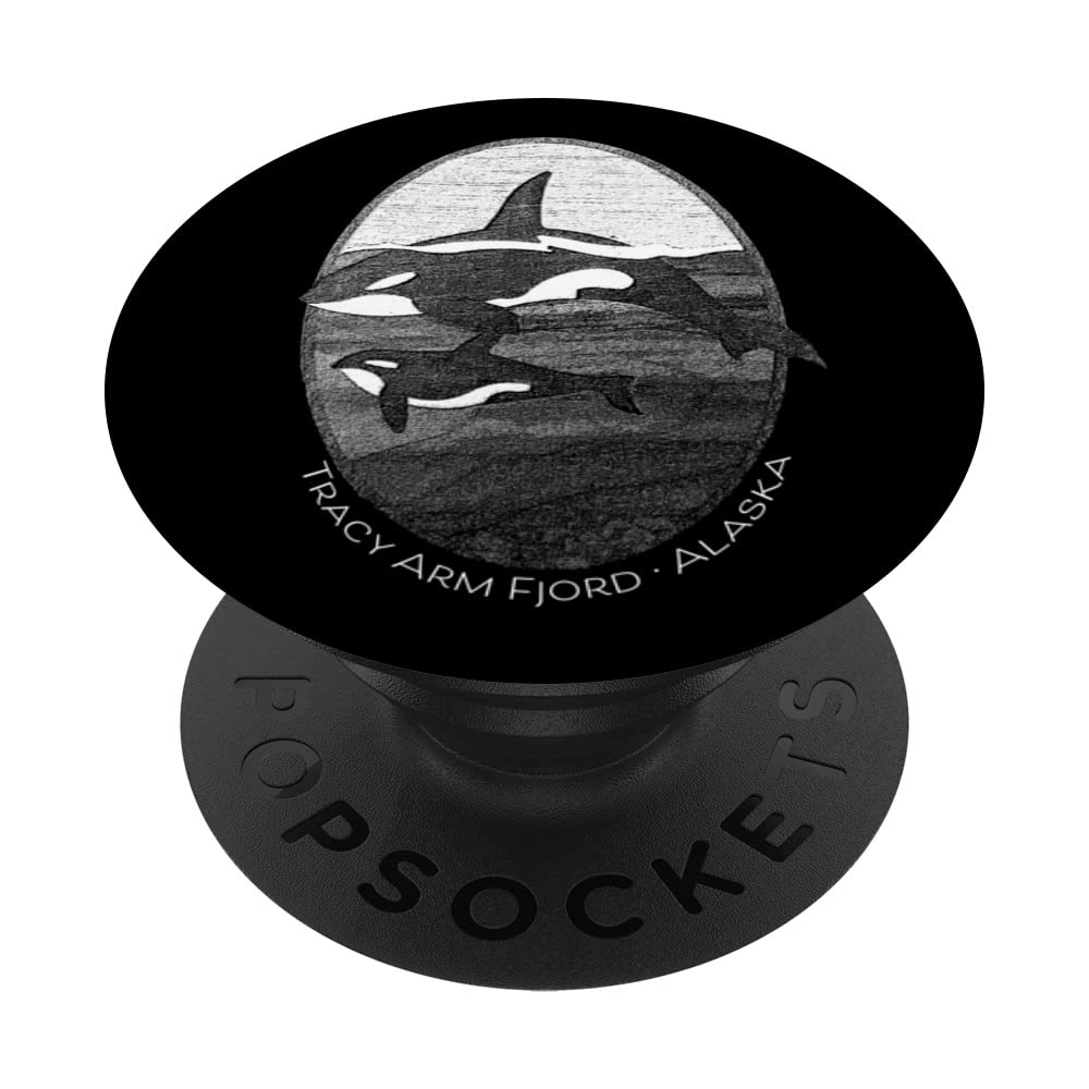 Tracy Arm Fjord Alaska Orca Whale Souvenir Graphic PopSockets Swappable PopGrip