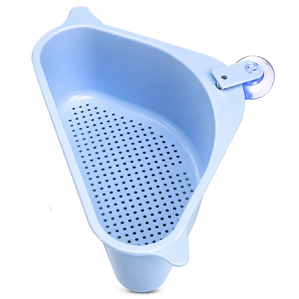 Triangular Sink Drainer Basket with Suction Cup | Multi Functional Kitchen Sink Storage Holder | Easy Drain Corner Strainer-image-11