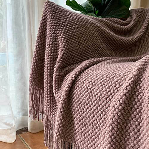 Lomao Knitted Throw Blanket With Tassels Bubble Textured Lightweight Throws For Couch Cover Home Decor (Pink, 50X60) #TOP4