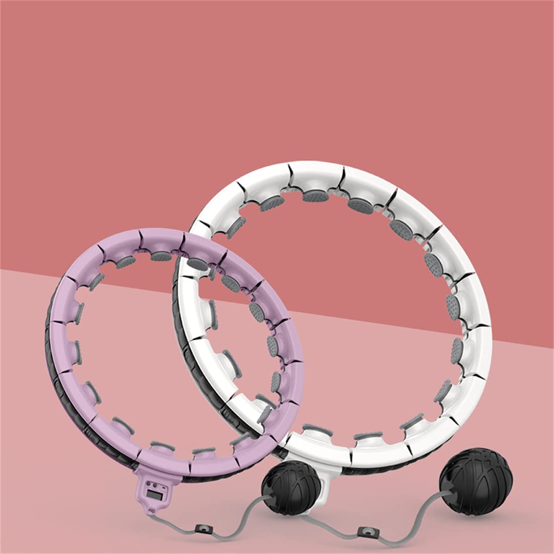 Hula Hoop per Adult & Kids Addome Esercizio, Hula Hoop Ponderato con Contatore, 16 Nodi Staccabili, per Adulti Fitness,Viola