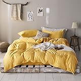 FenDie Yellow Duvet Cover Zipper Closure Microfiber Duvet Cover Solid for Kid Girls Teens Twin Soft...