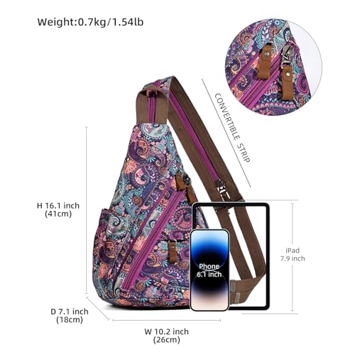 Image of KL928 Canvas Sling Bag - Small Crossbody Backpack Shoulder Casual Daypack Rucksack for Men Women