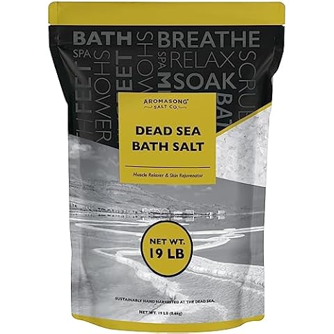 Aromasong Dead Sea Salt - Spa Bath Salt - 19 Lbs Fine Grain Large Bulk Resealable Pack - 100% Pure & Natural - Soak for Women & Men for Skin Issues and to Relax Tired Muscles Cover