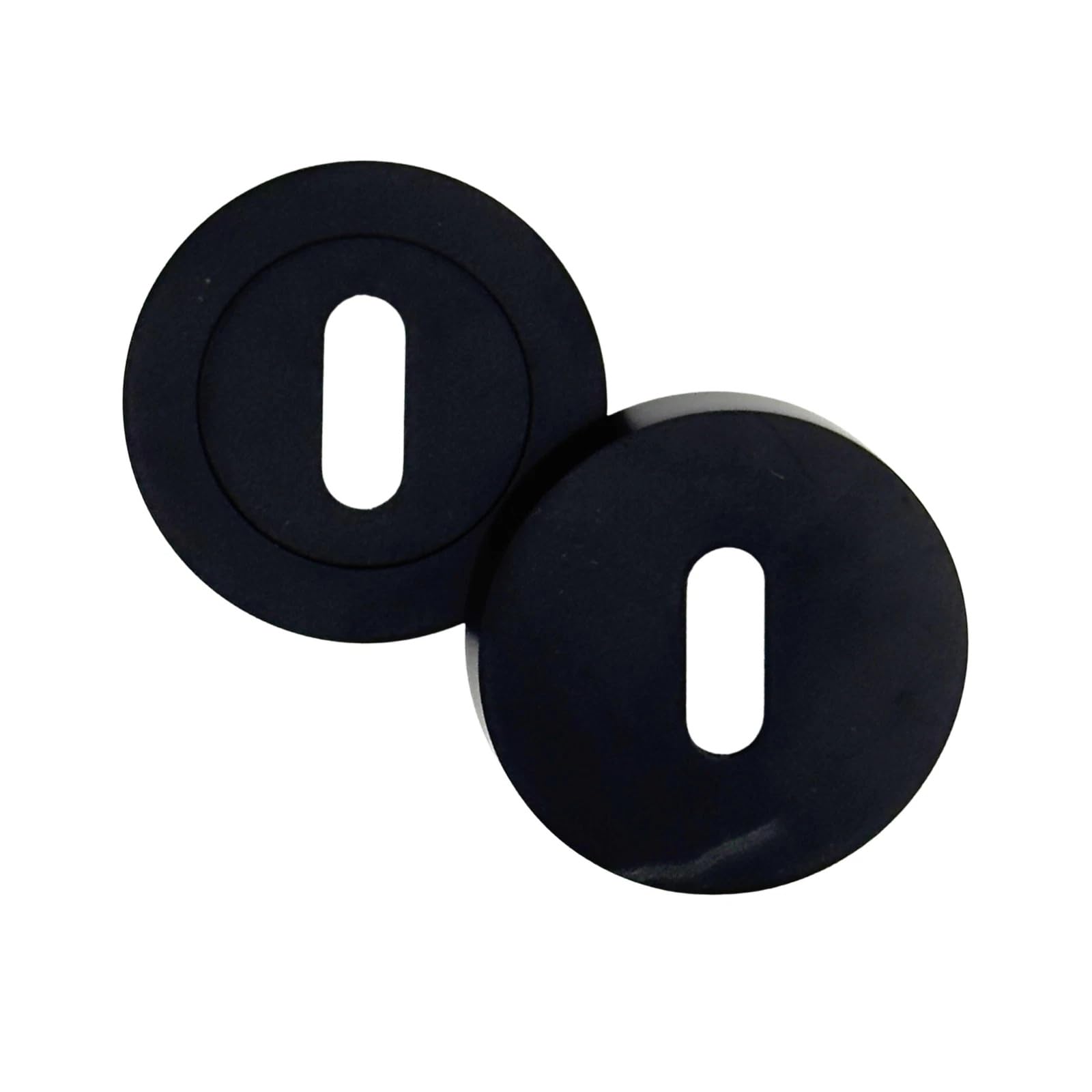 House Fittings UK (Pack of 2) 50MM Matt Black Keyhole Escutcheon Cover Pair, Round Door Key Hole Covers for Internal Doors, Metal Escutcheon Plates for Mortice Locks, Modern Door Hardware Accessories